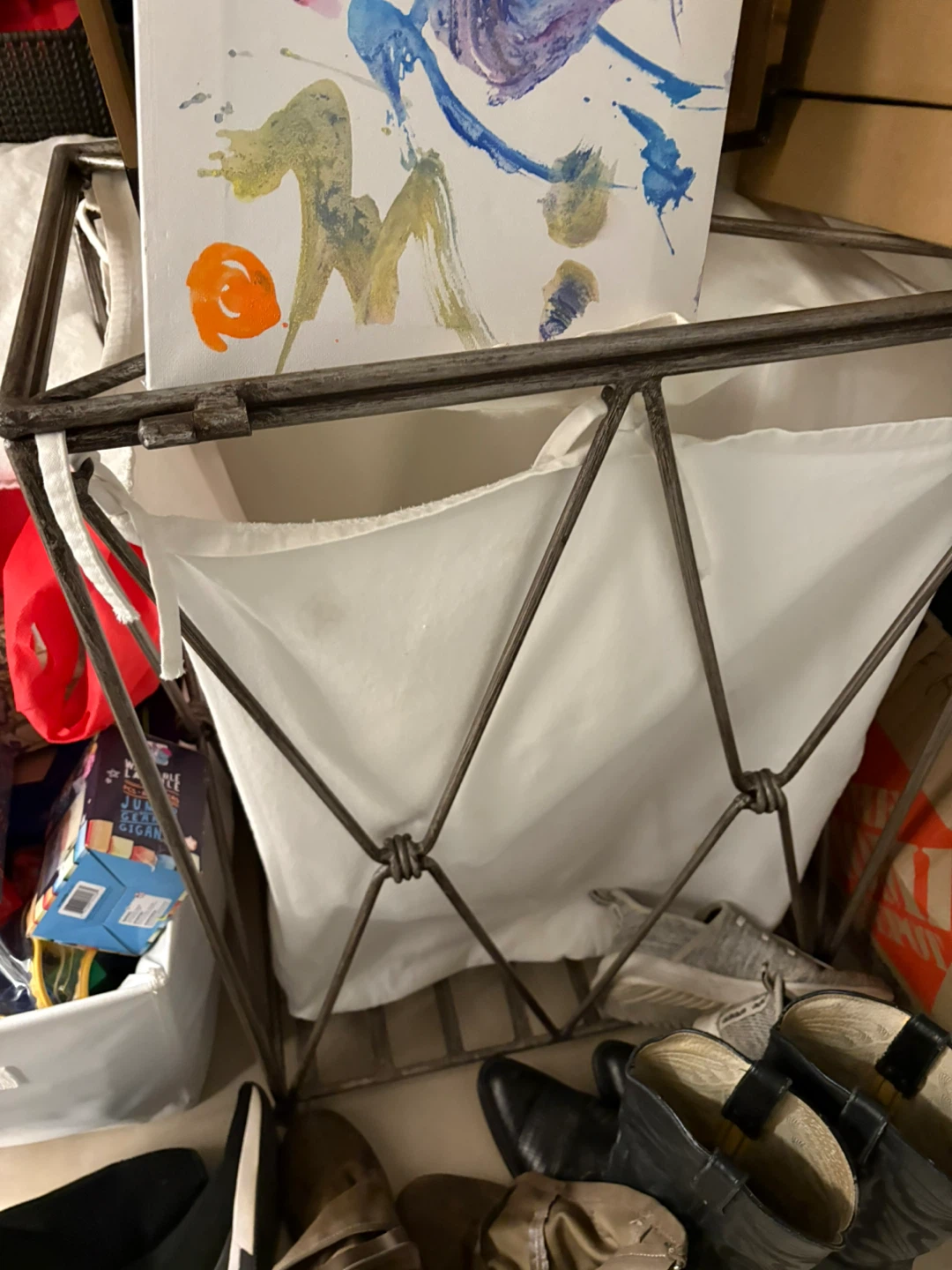 Metal Frame Laundry Hamper with White Liner