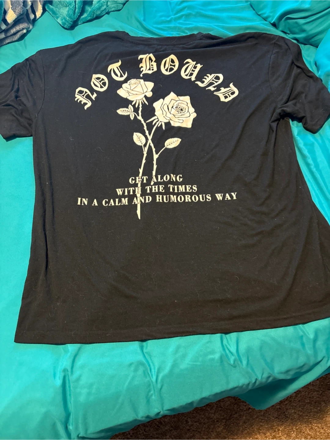 Black T-Shirt with Rose Graphic