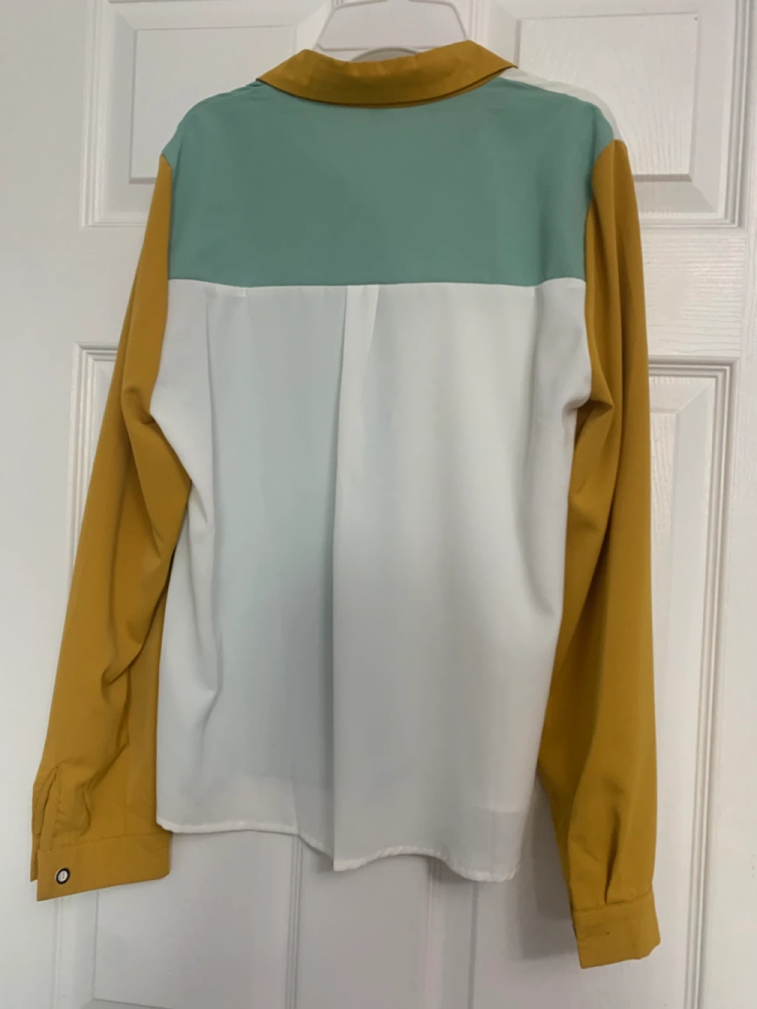 Colour Block Long Sleeve Button-Up Shirt - photo 2