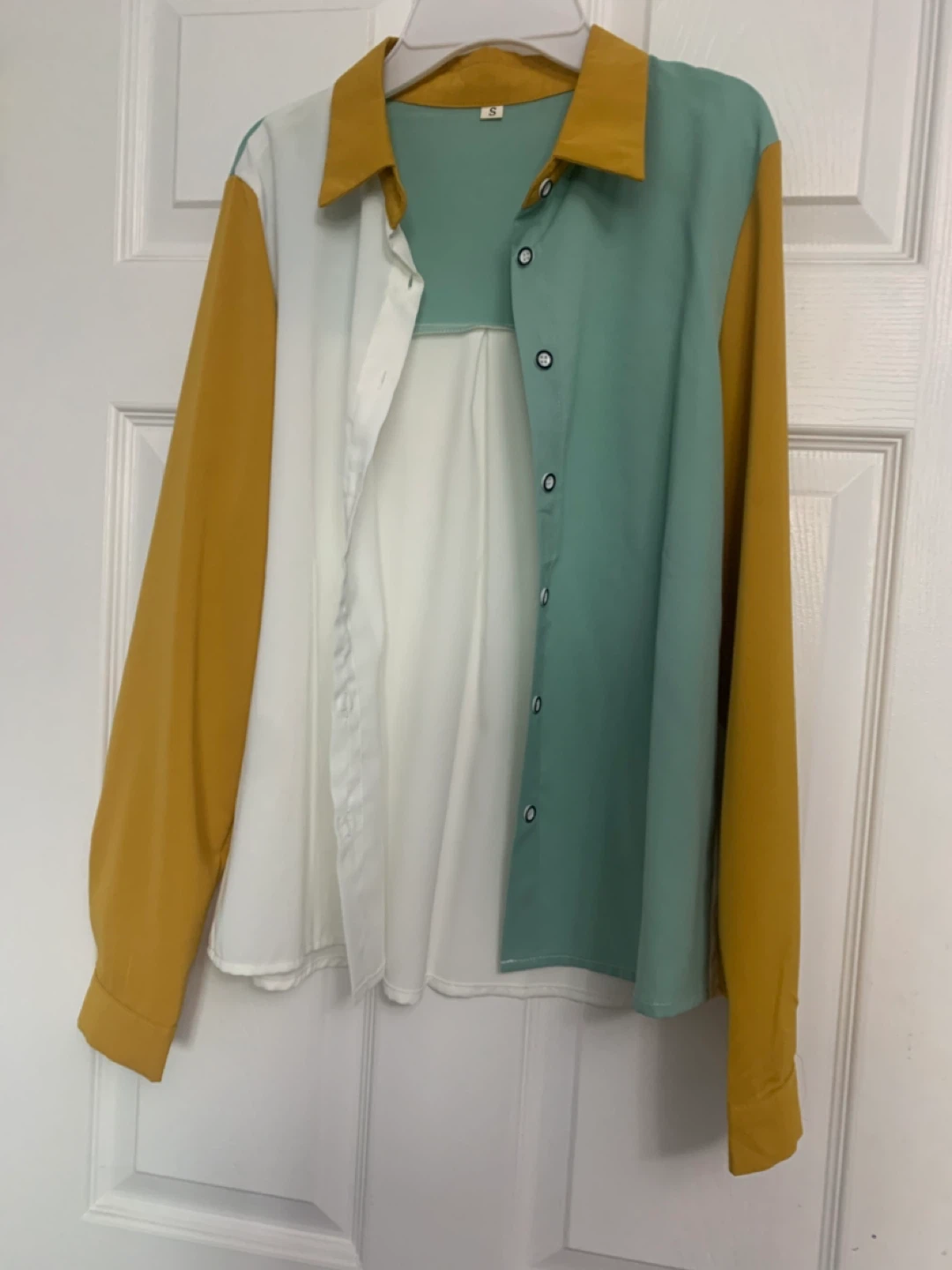 Colour Block Long Sleeve Button-Up Shirt - photo 3