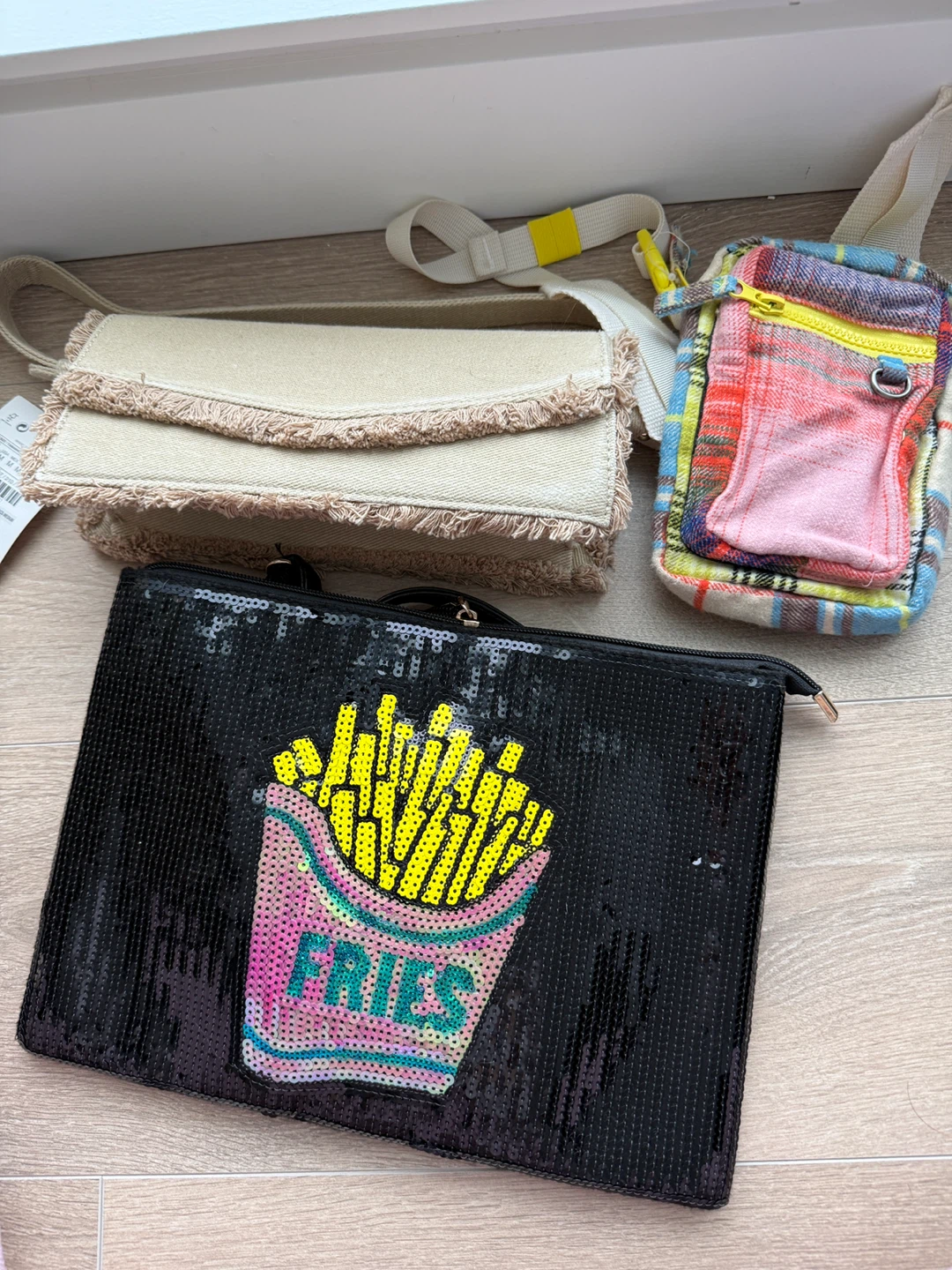 Three new bags: Beige Fringed Crossbody Bag