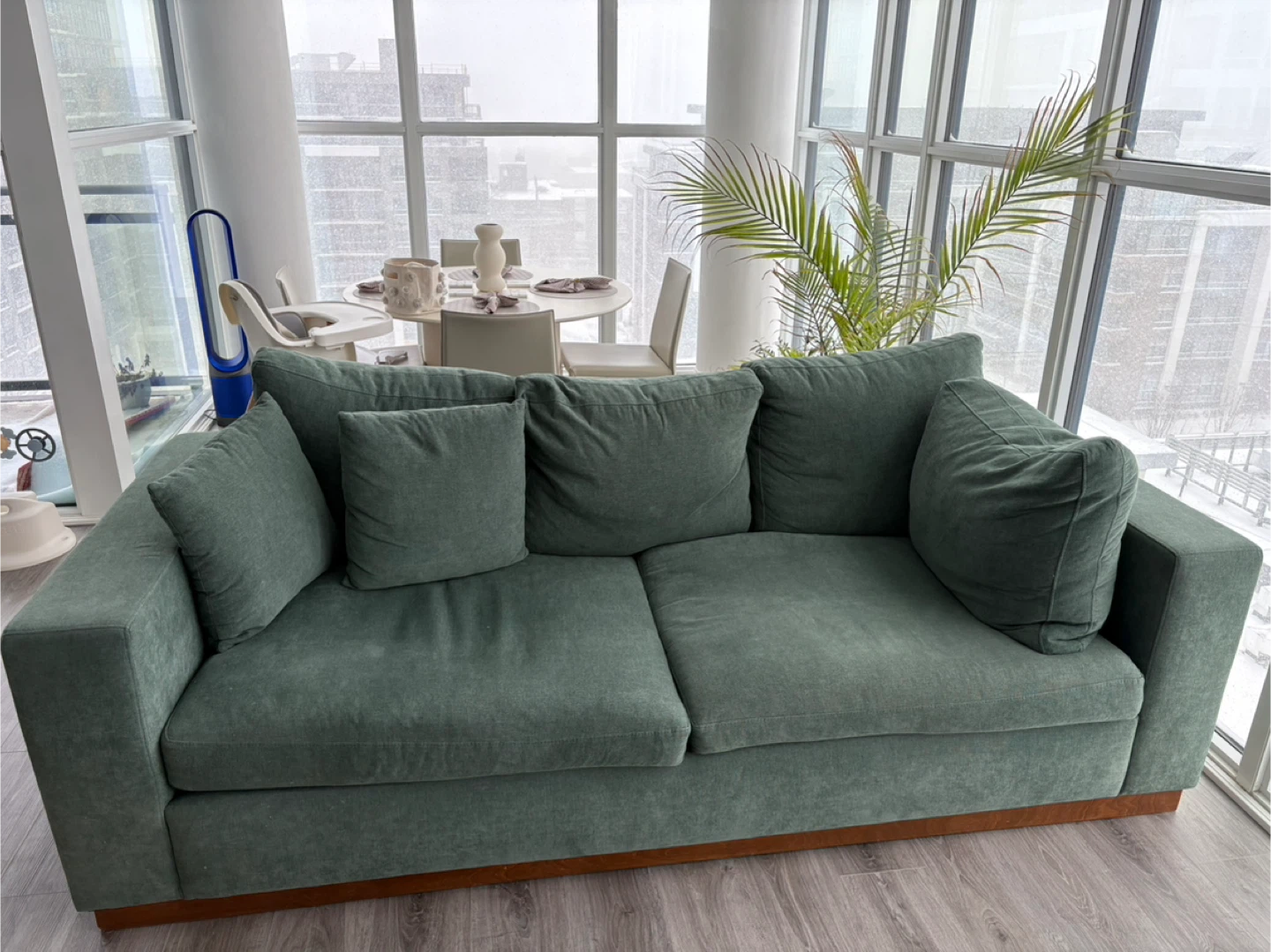 Green Sofa with Plush Cushions - photo 5