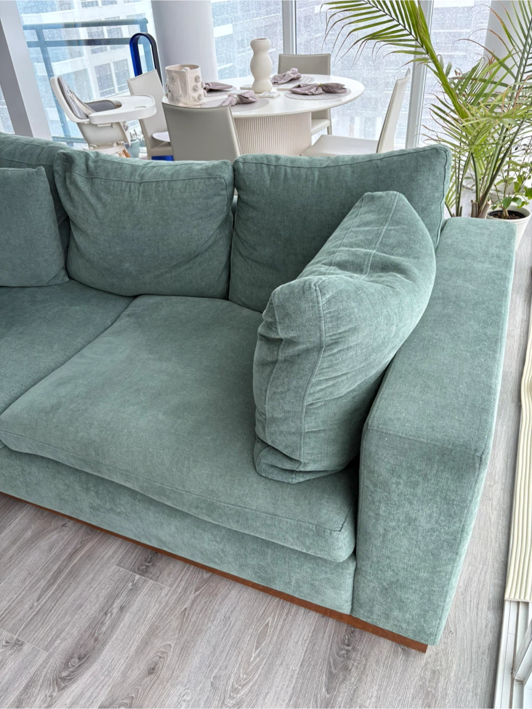 Green Sofa with Plush Cushions - photo 4