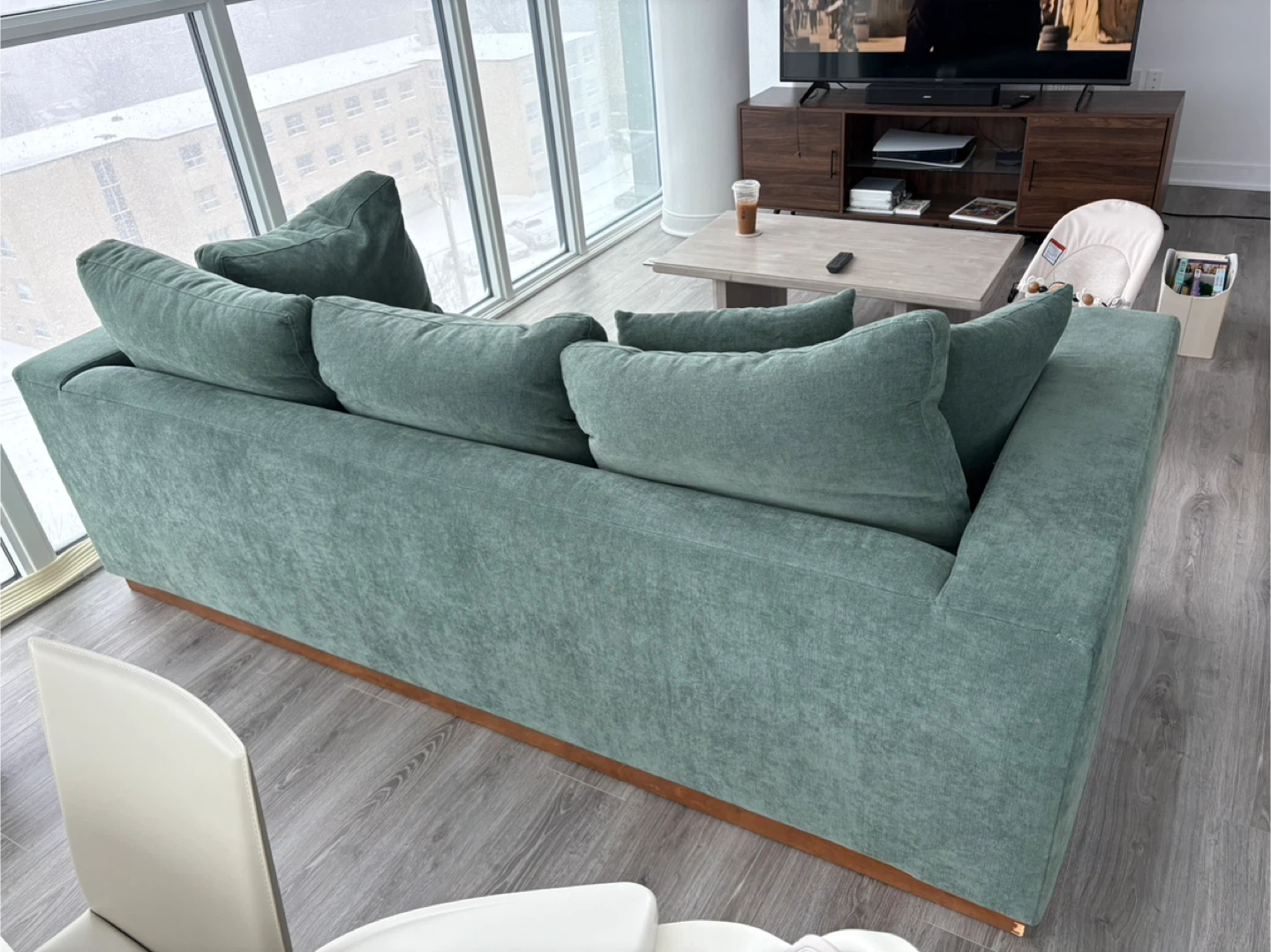 Green Sofa with Plush Cushions - photo 2