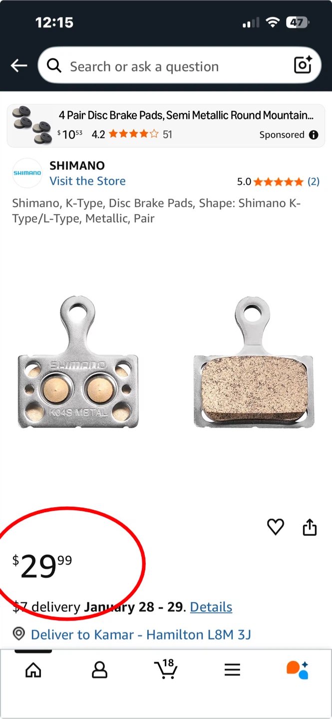 Shimano K04S Metal Disc Brake Pads - photo 2
