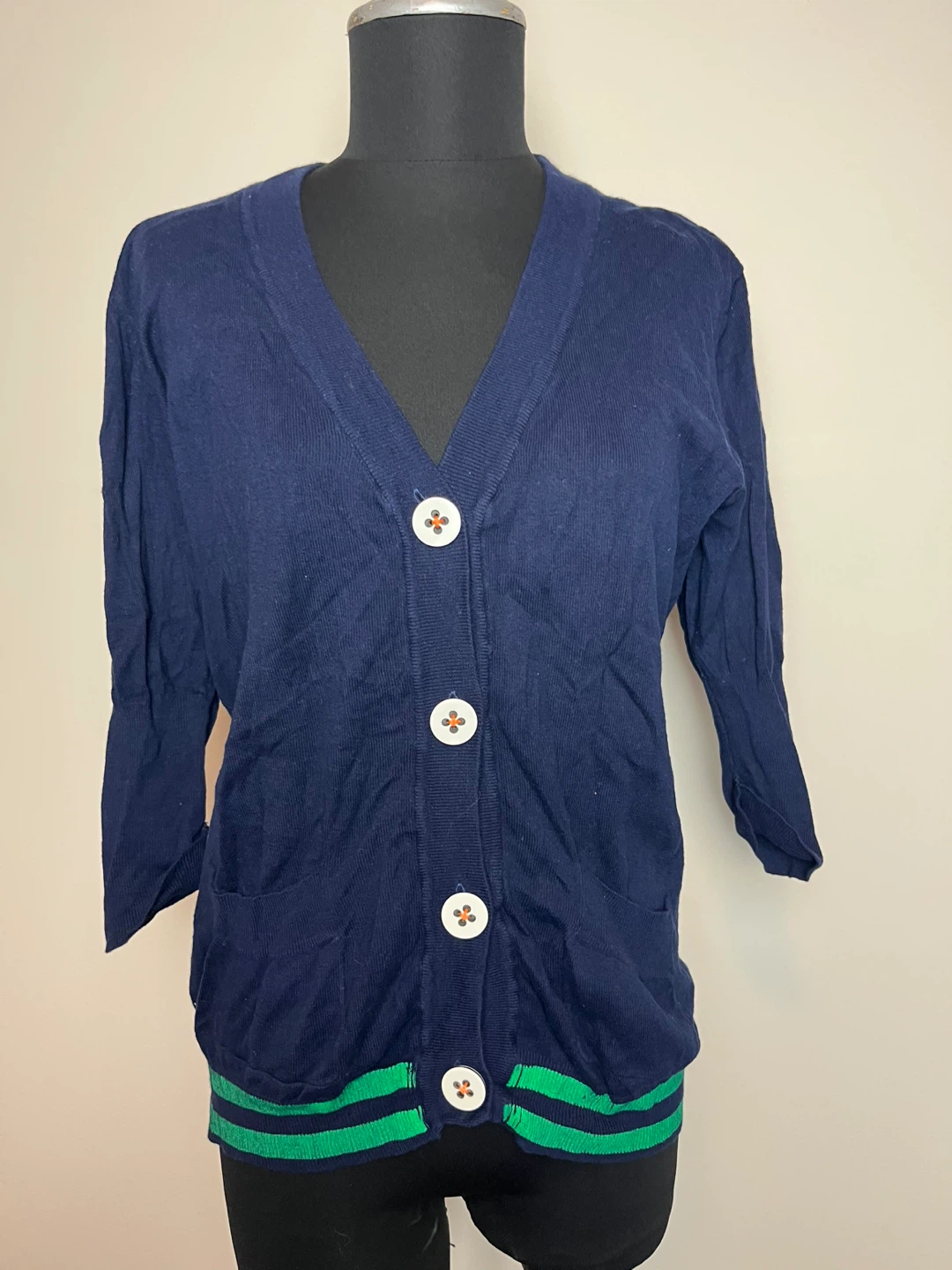 Scrapbook Originals Navy Blue Cardigan with Floral Back Size M
