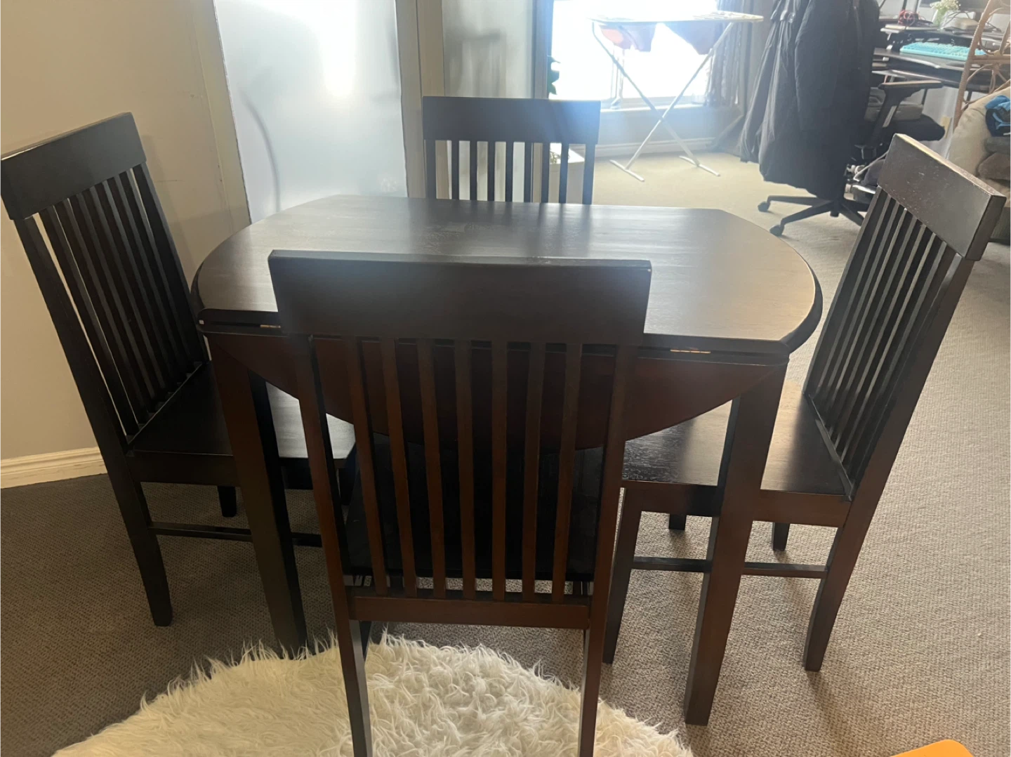 Dark Wood Dining Table with 4 Chairs