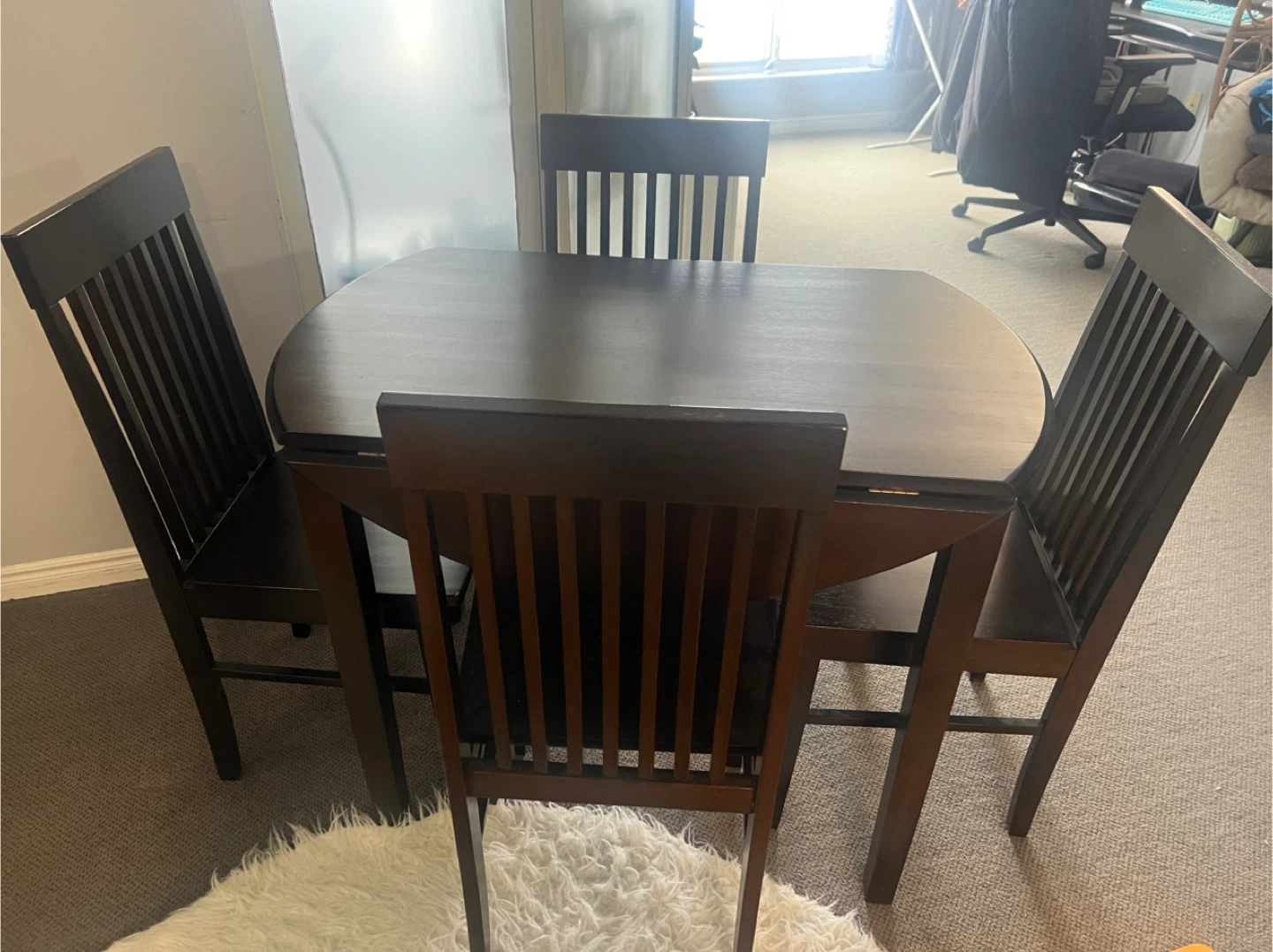 Dark Wood Dining Table with 4 Chairs - photo 4