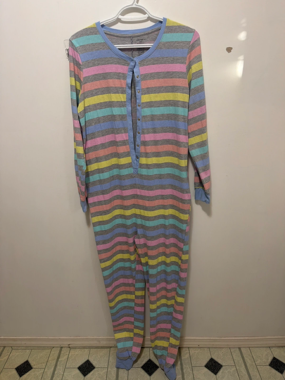 George Women's Striped Pajama Sleepsuit Size M