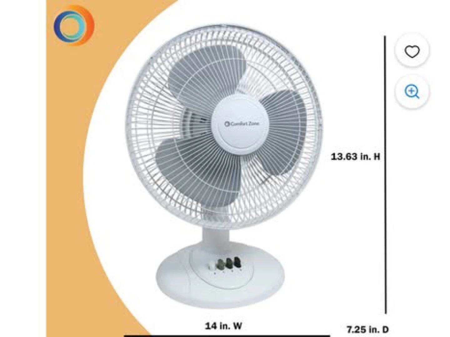 Comfort Zone Table Fan White