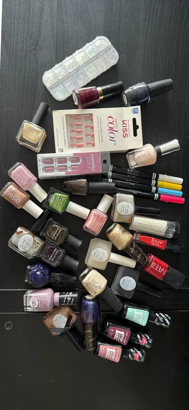 Assorted Nail Polish and Press-On Nails Collection
