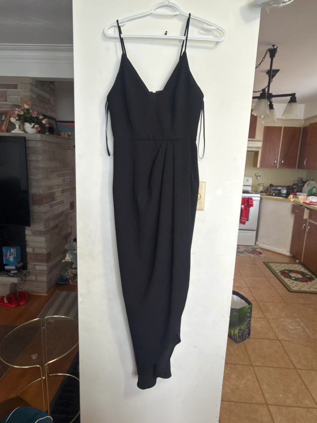 Black Spaghetti Strap Midi Dress