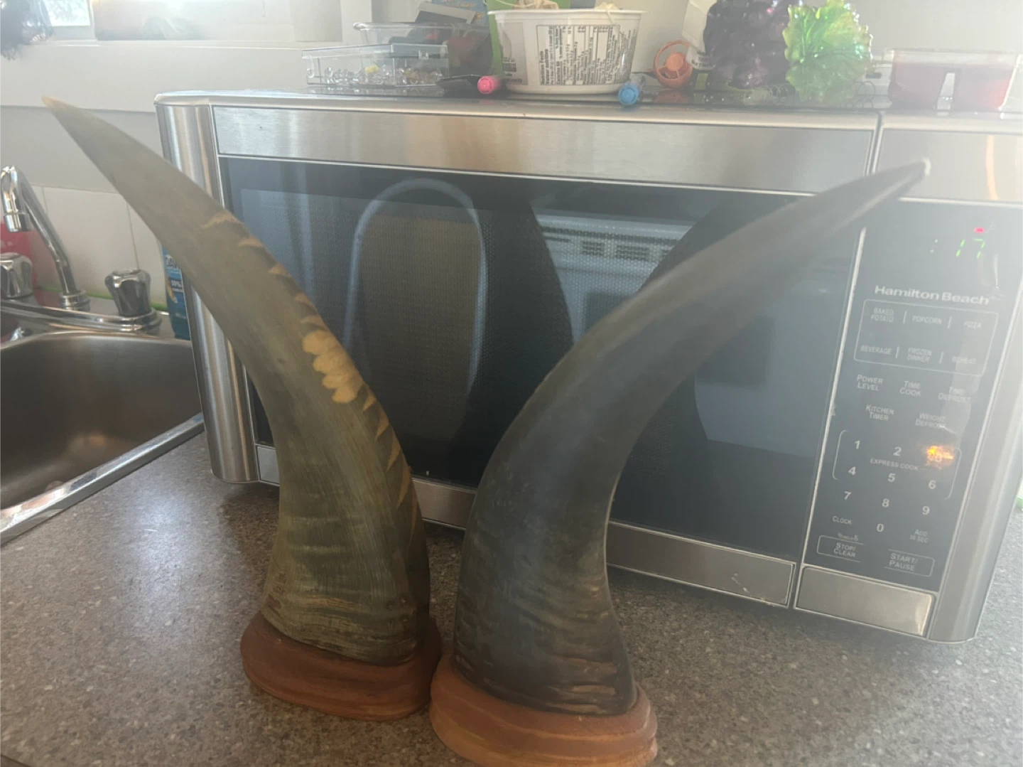 Carved Horn Decorative Item with Eagle Design - photo 2