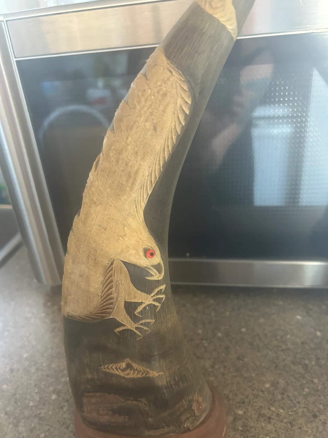 Carved Horn Decorative Item with Eagle Design - photo 5
