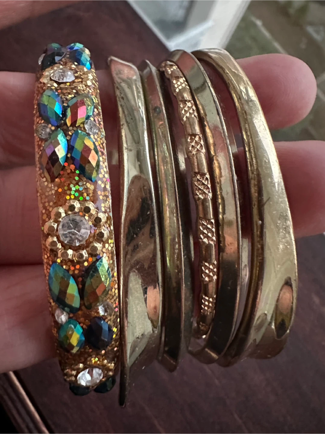 Assorted Gold-Tone Bangles Set