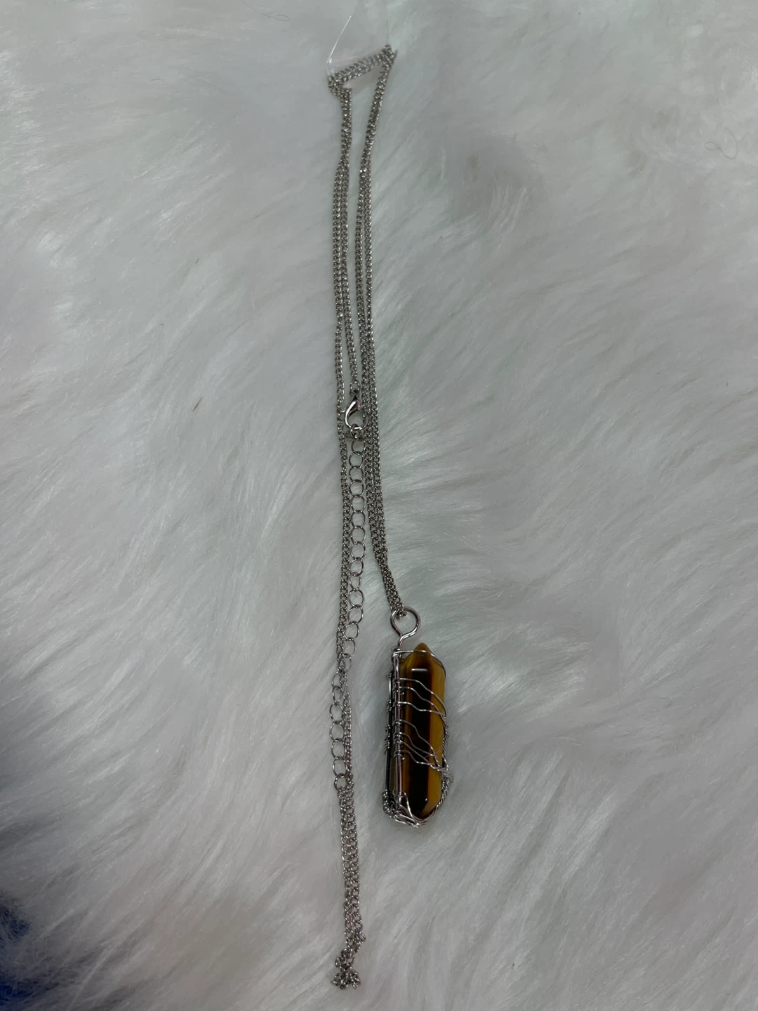 Tiger's Eye Crystal Wire Wrapped Pendant Necklace - photo 4