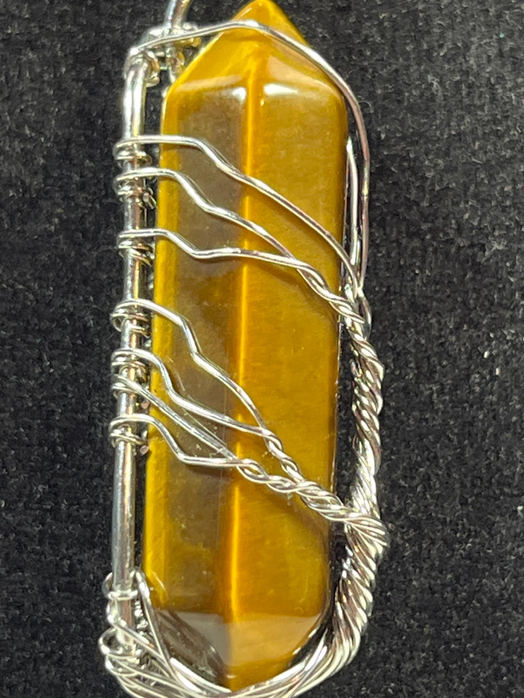 Tiger's Eye Crystal Wire Wrapped Pendant Necklace - photo 3