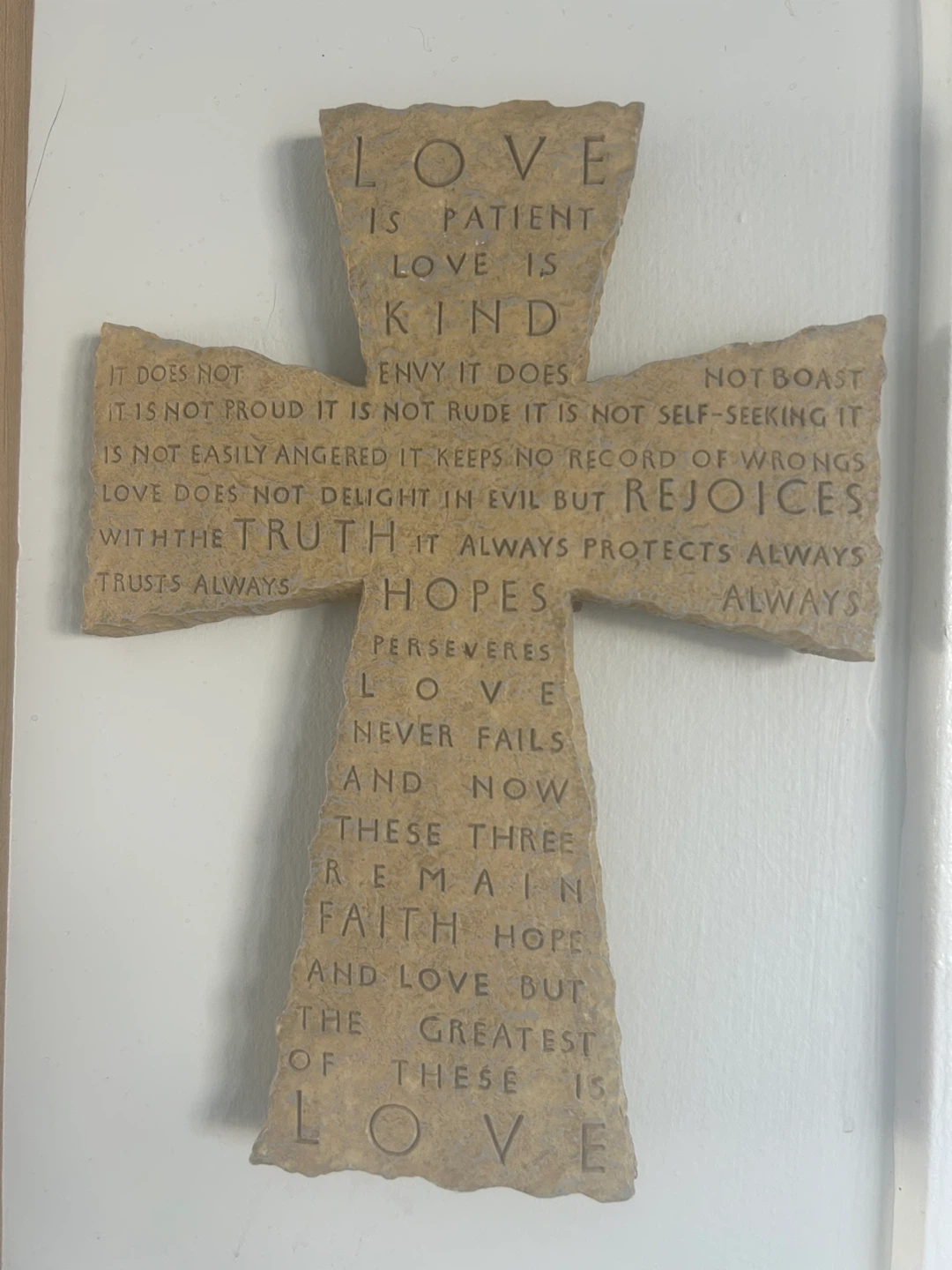 Inspirio Cross Wall Decor - "Love is Patient"