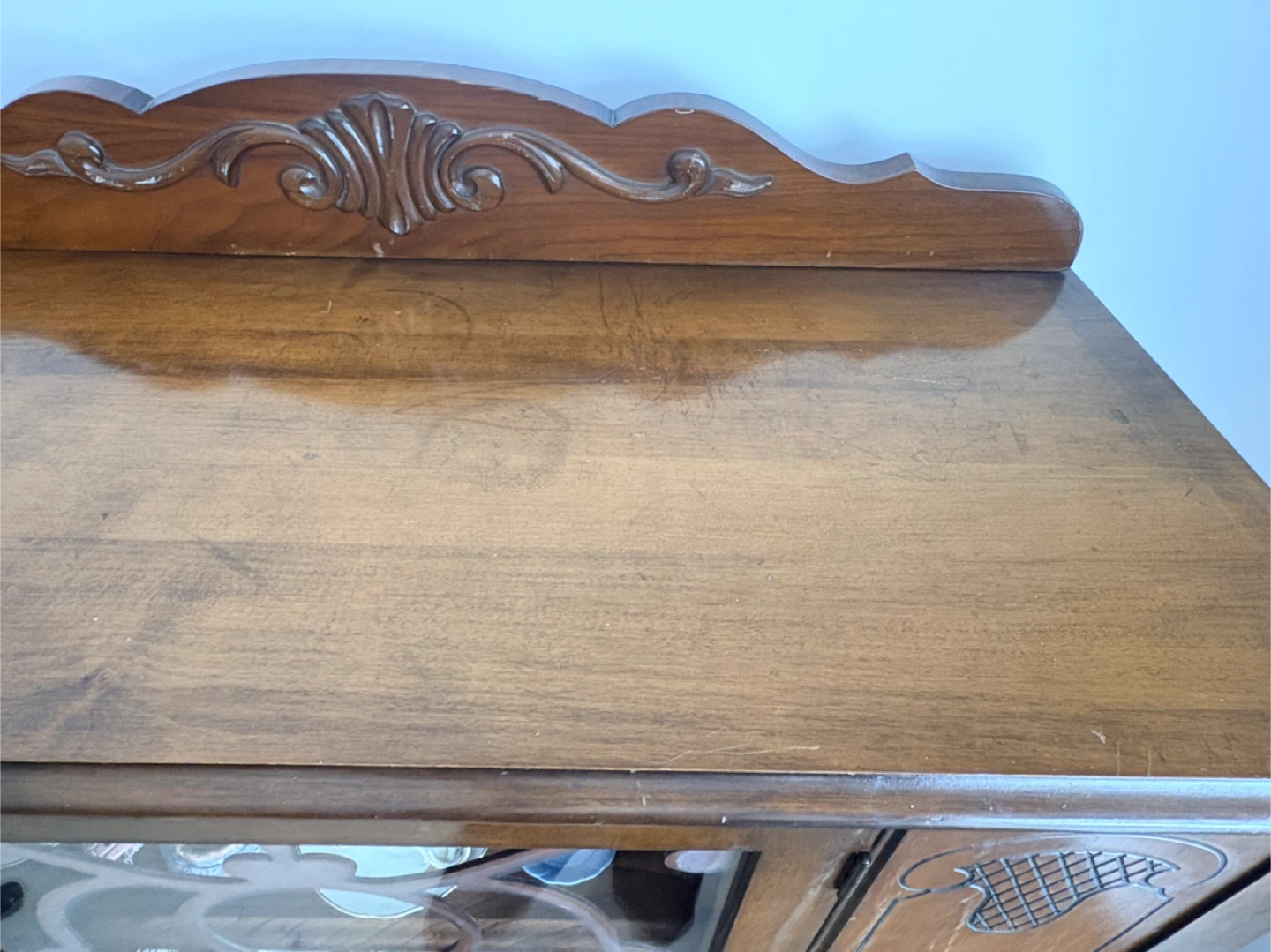 Vintage Wooden China Cabinet with Glass Doors - photo 4