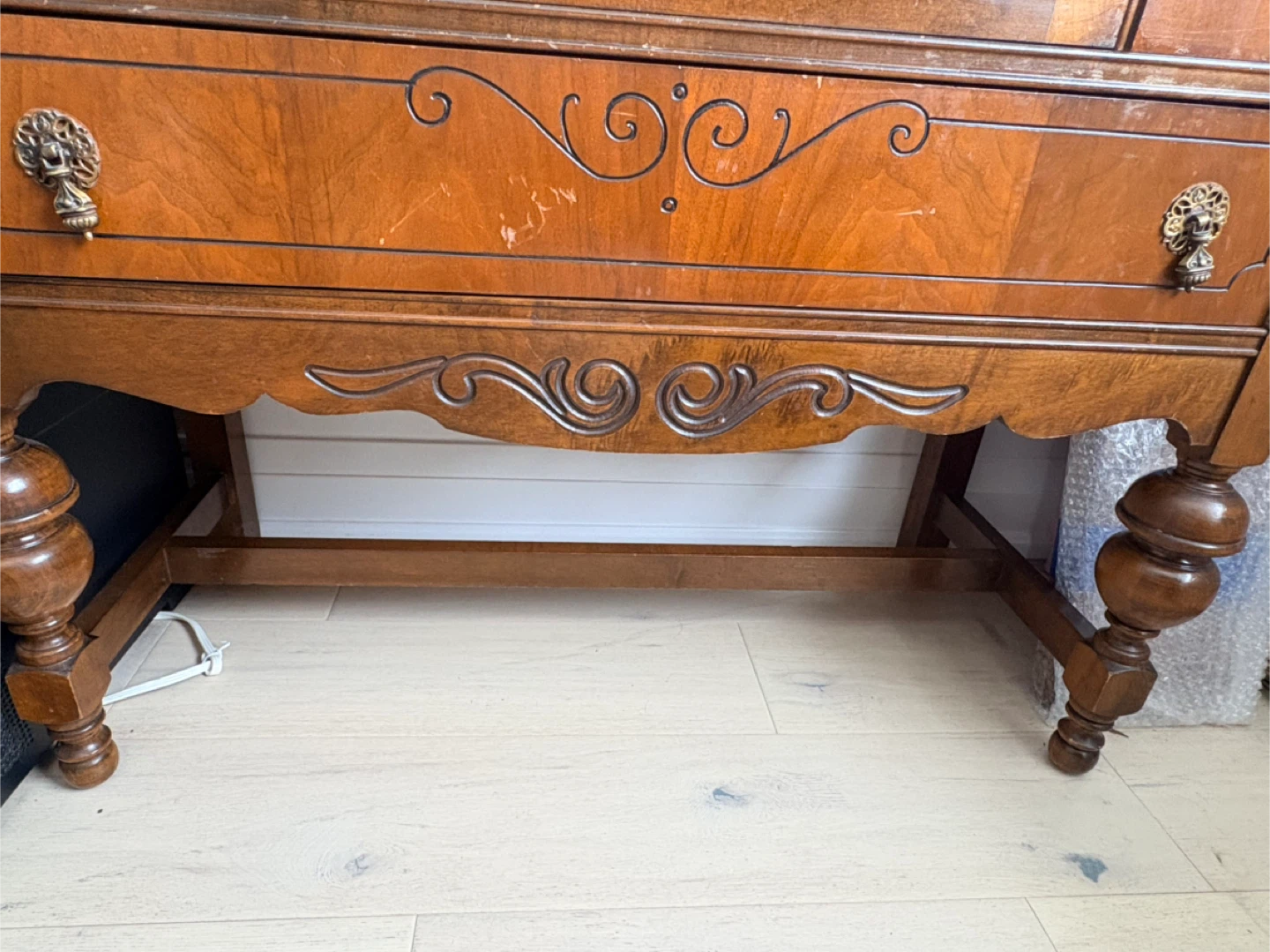 Vintage Wooden China Cabinet with Glass Doors - photo 5