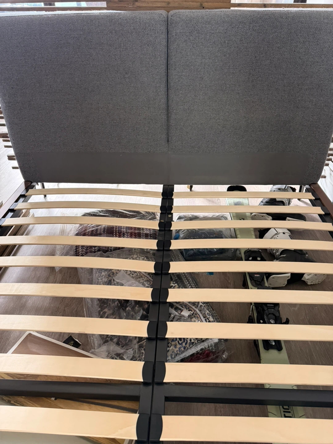 Grey Upholstered Queen Bed Frame