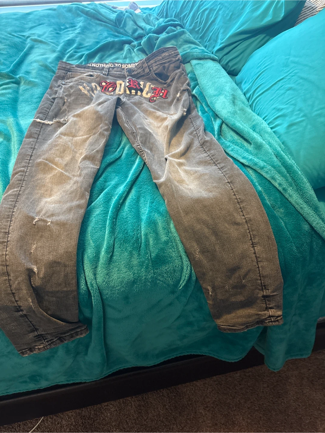 HODIRICH Grey Distressed Jeans Size 34W-L - photo 2