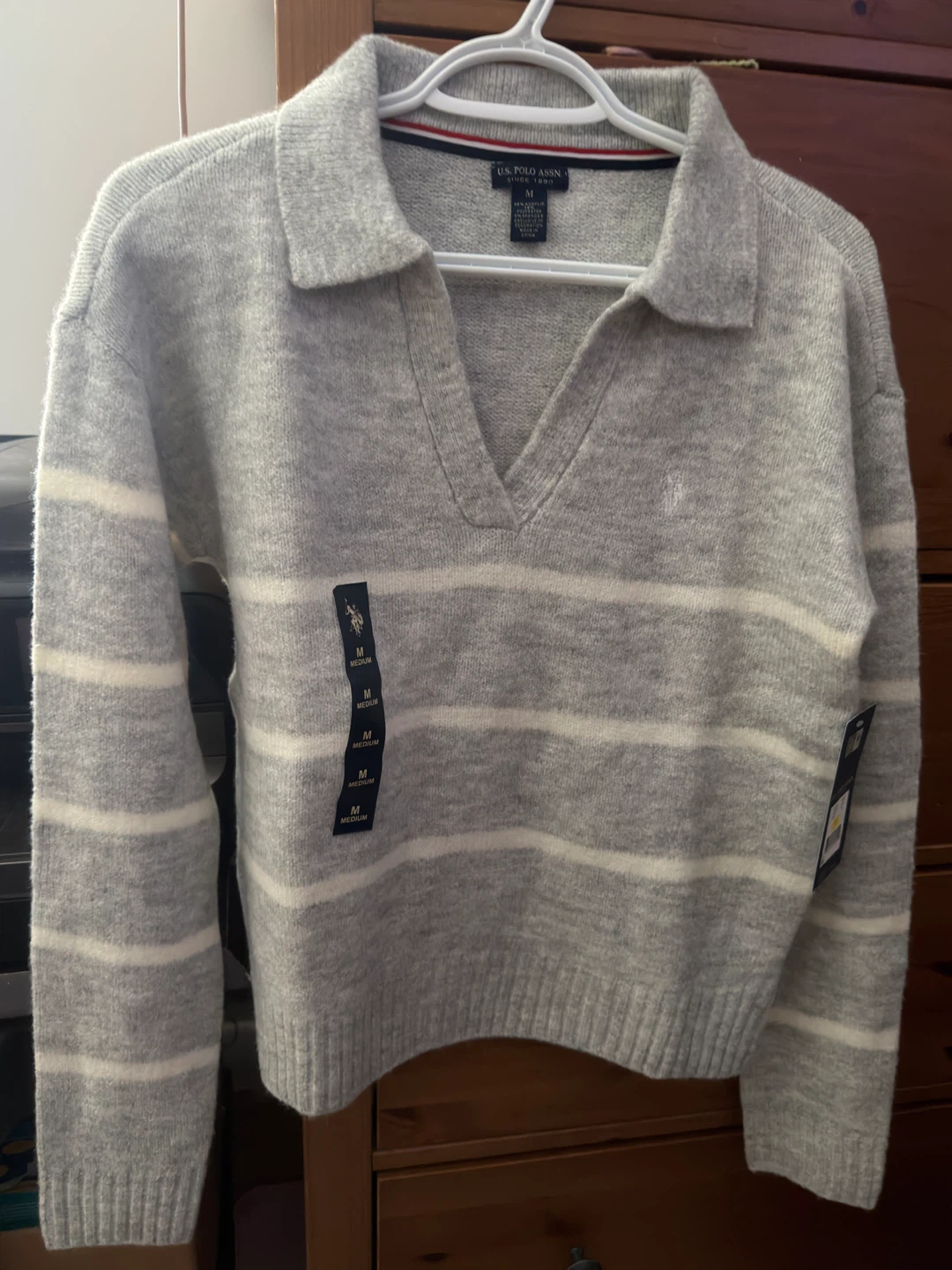 U.S. Polo Assn. Striped Collared Sweater - Medium