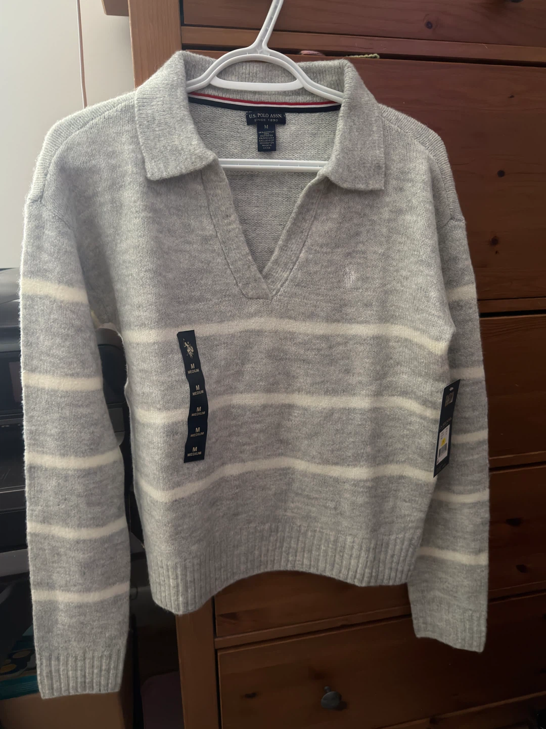 U.S. Polo Assn. Striped Collared Sweater - Medium - photo 2