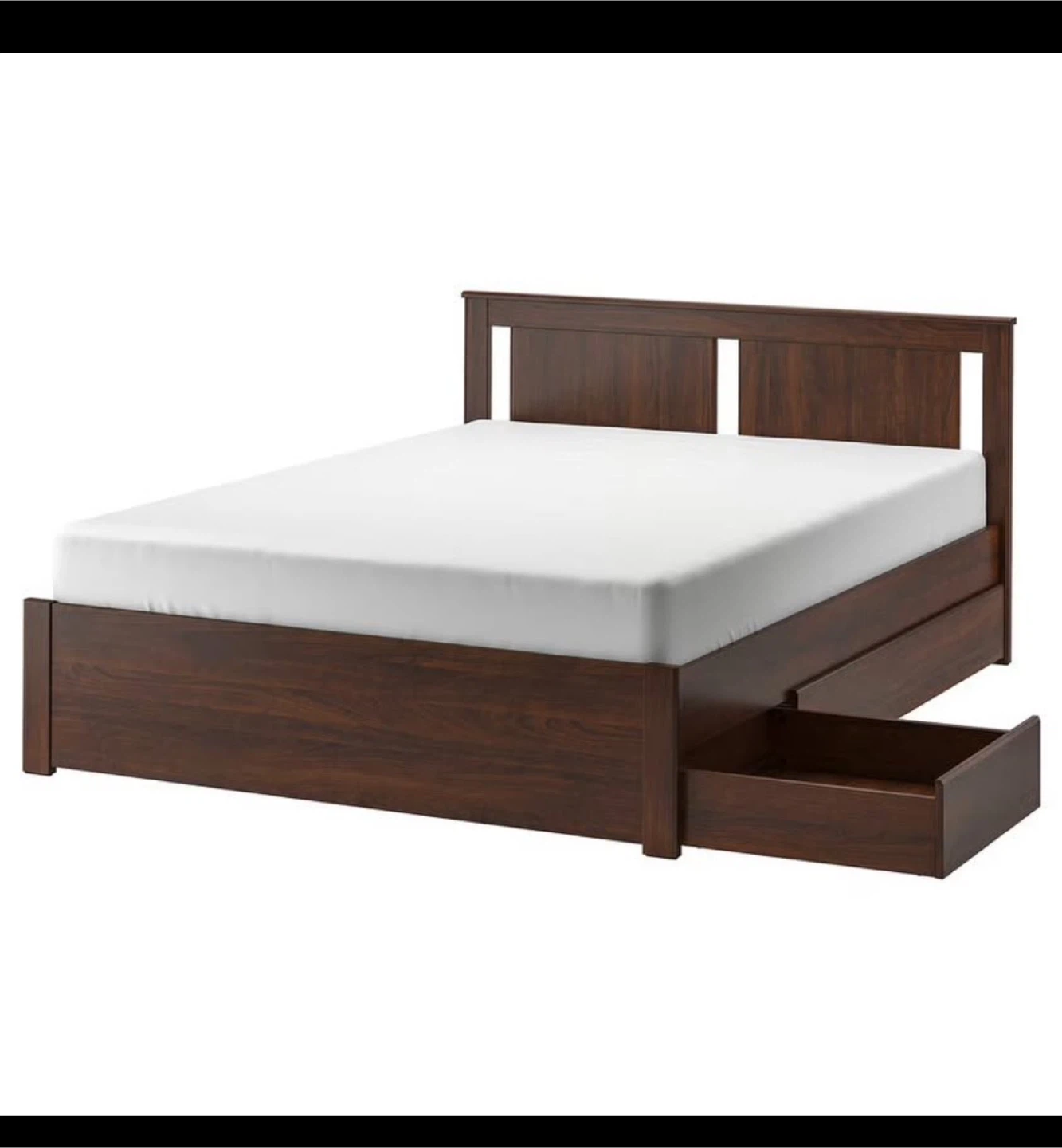 Bed frame with 2 storage boxes, brown, Full/Double - photo 2