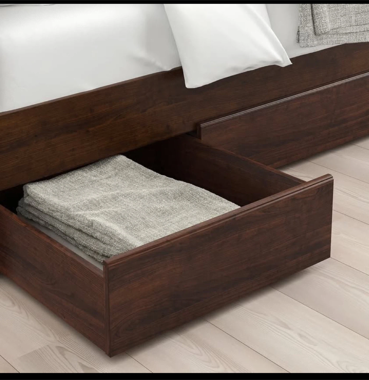 Bed frame with 2 storage boxes, brown, Full/Double - photo 5
