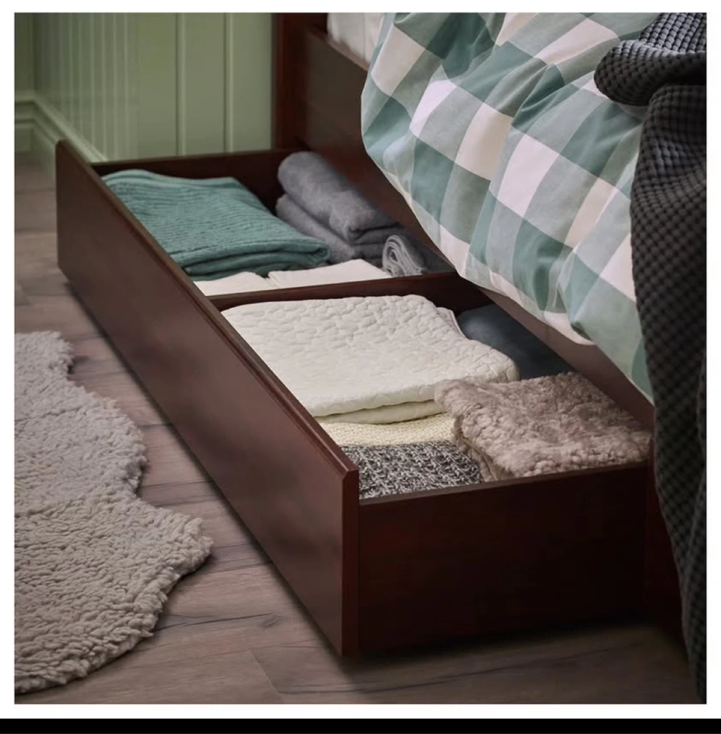 Bed frame with 2 storage boxes, brown, Full/Double - photo 3