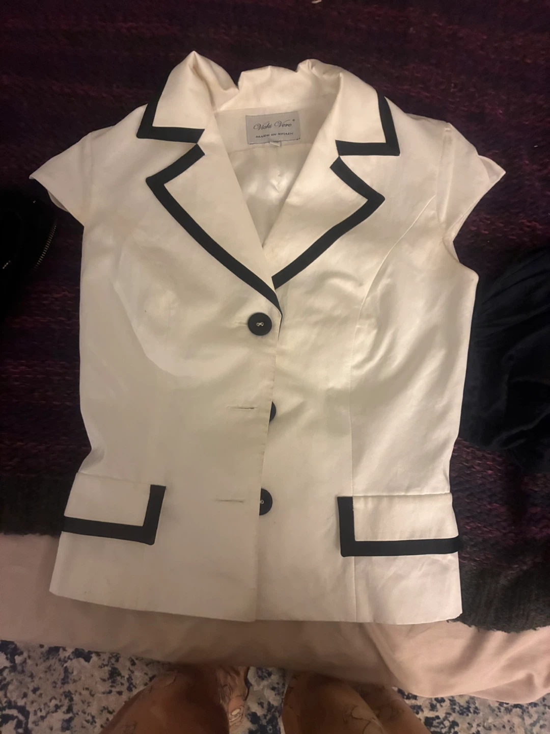 Vicki Vero Women's Blazer - White with Black Trim Size 10 - photo 2
