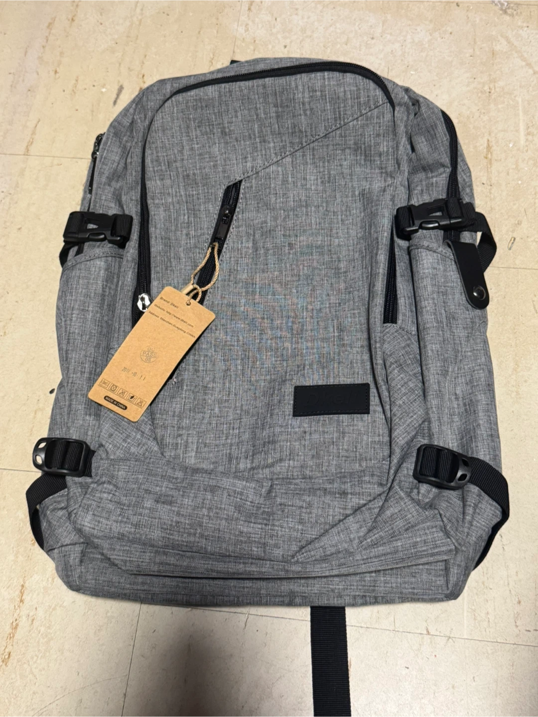 Dkeli Grey Backpack with USB Charging Port