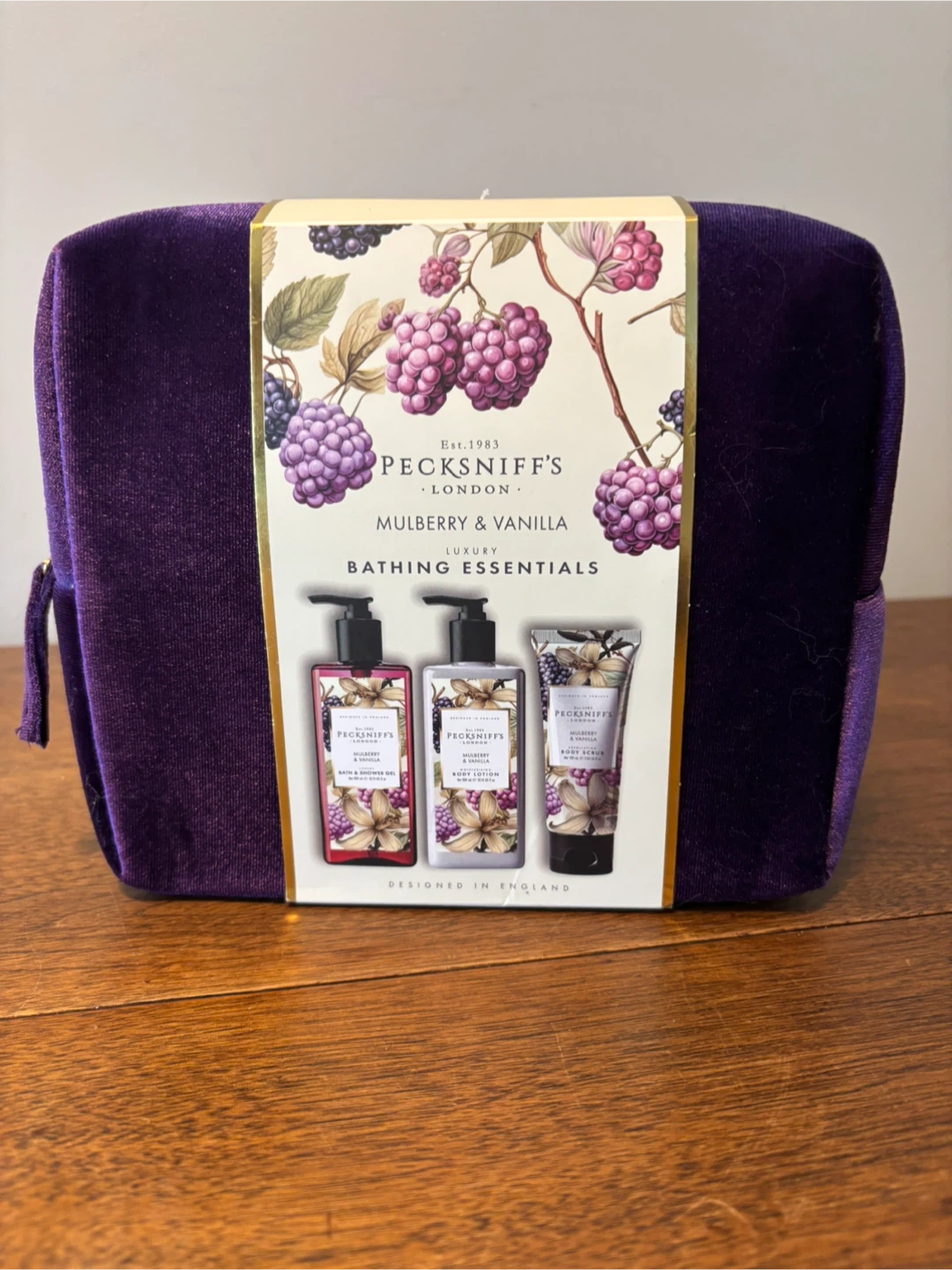 Pecksniff's Mulberry & Vanilla Bathing Essentials Set with Bag