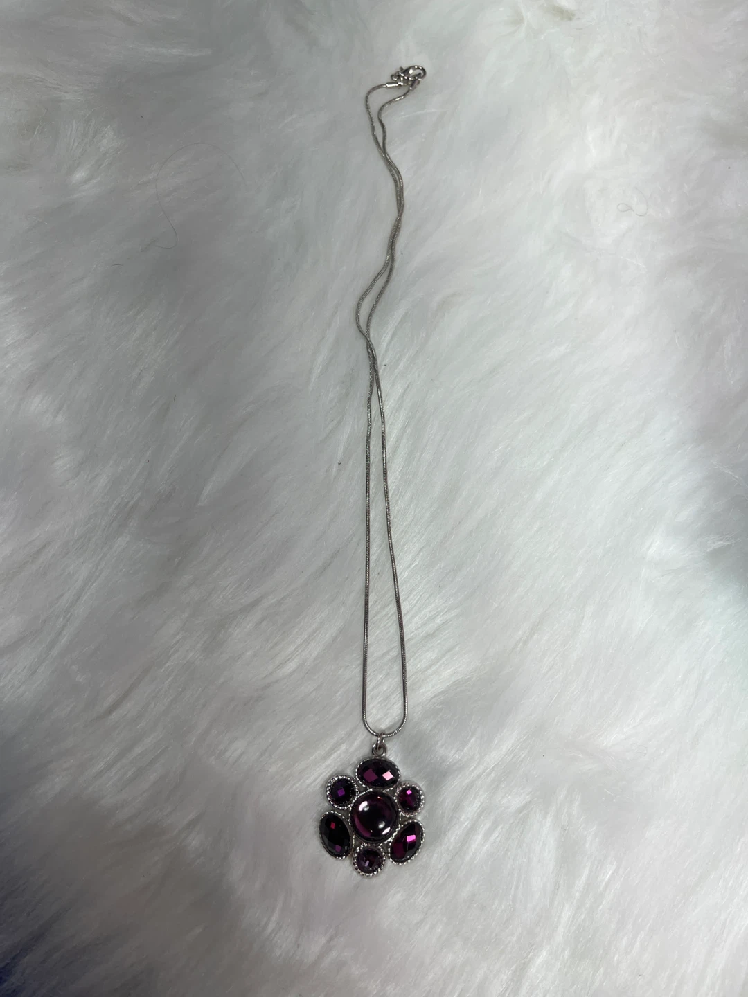 Purple Gem Flower Pendant Necklace - photo 4