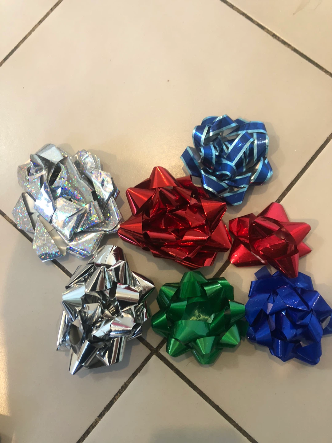 Assorted Gift Bows - Red, Blue, Silver, Green