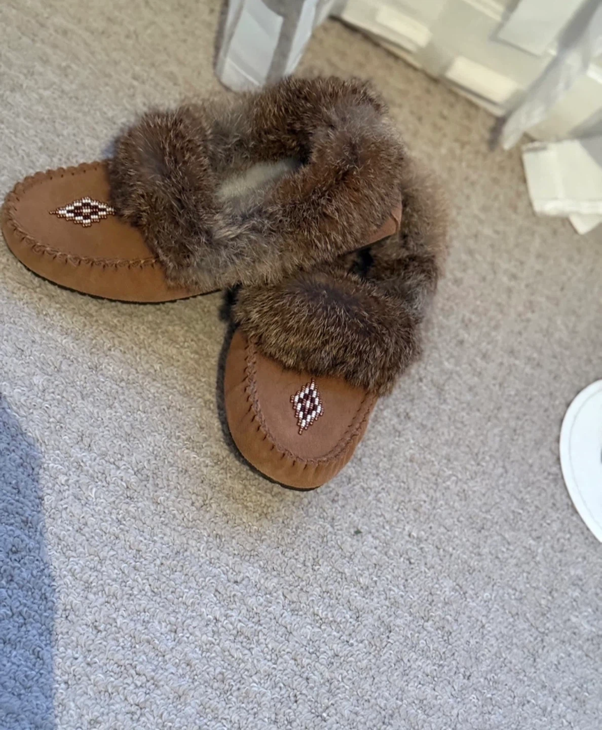 Black Suede Moccasins with Fur Trim - photo 4