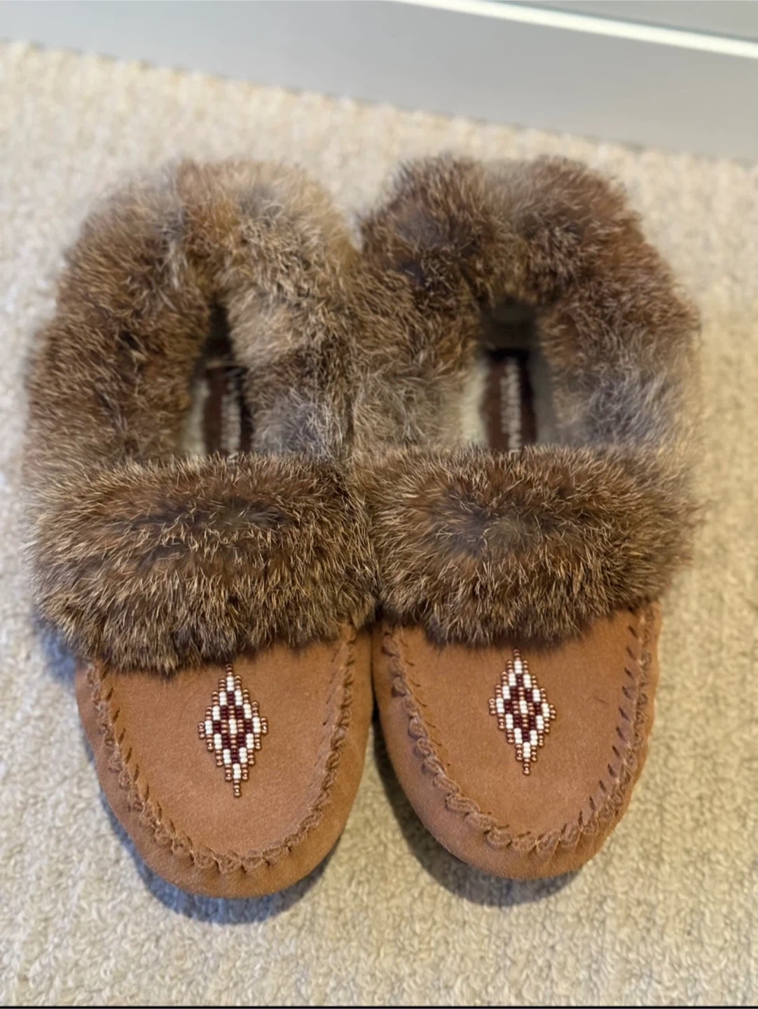 Black Suede Moccasins with Fur Trim - photo 2
