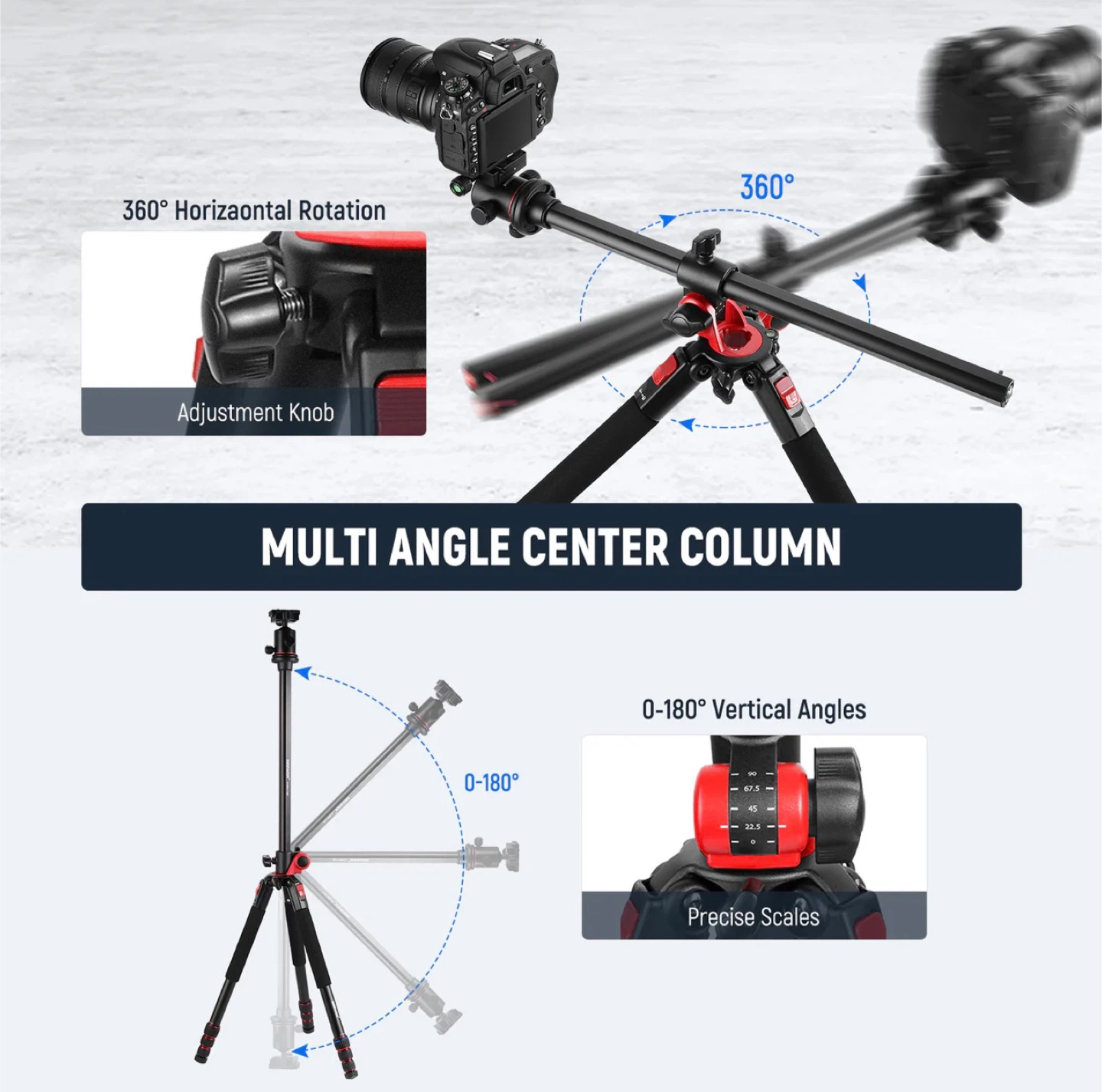 Neewer Aluminum Alloy Tripod with Multi-Angle Center Column - photo 2