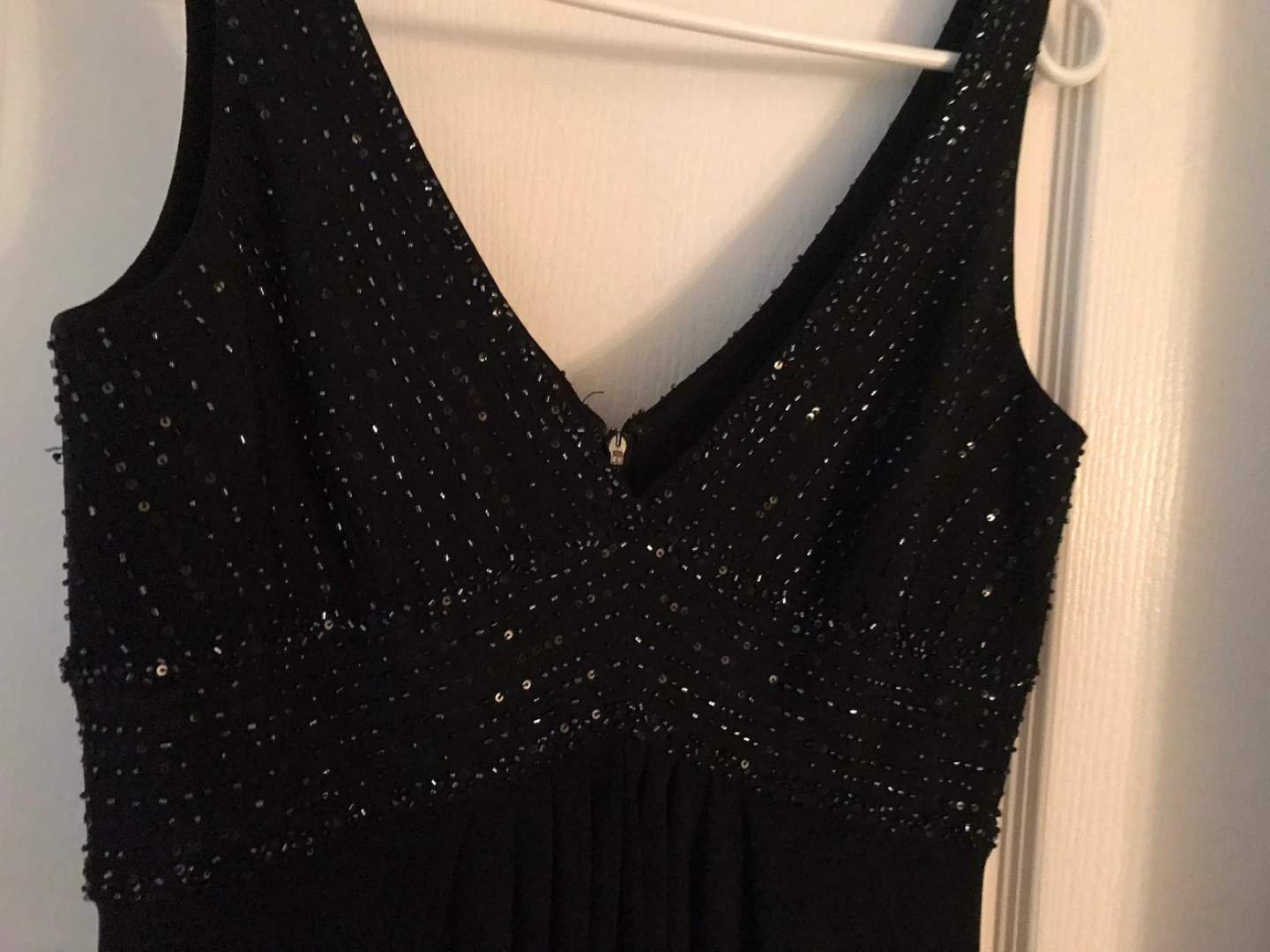 Black Beaded V-Neck Midi Dress - photo 3
