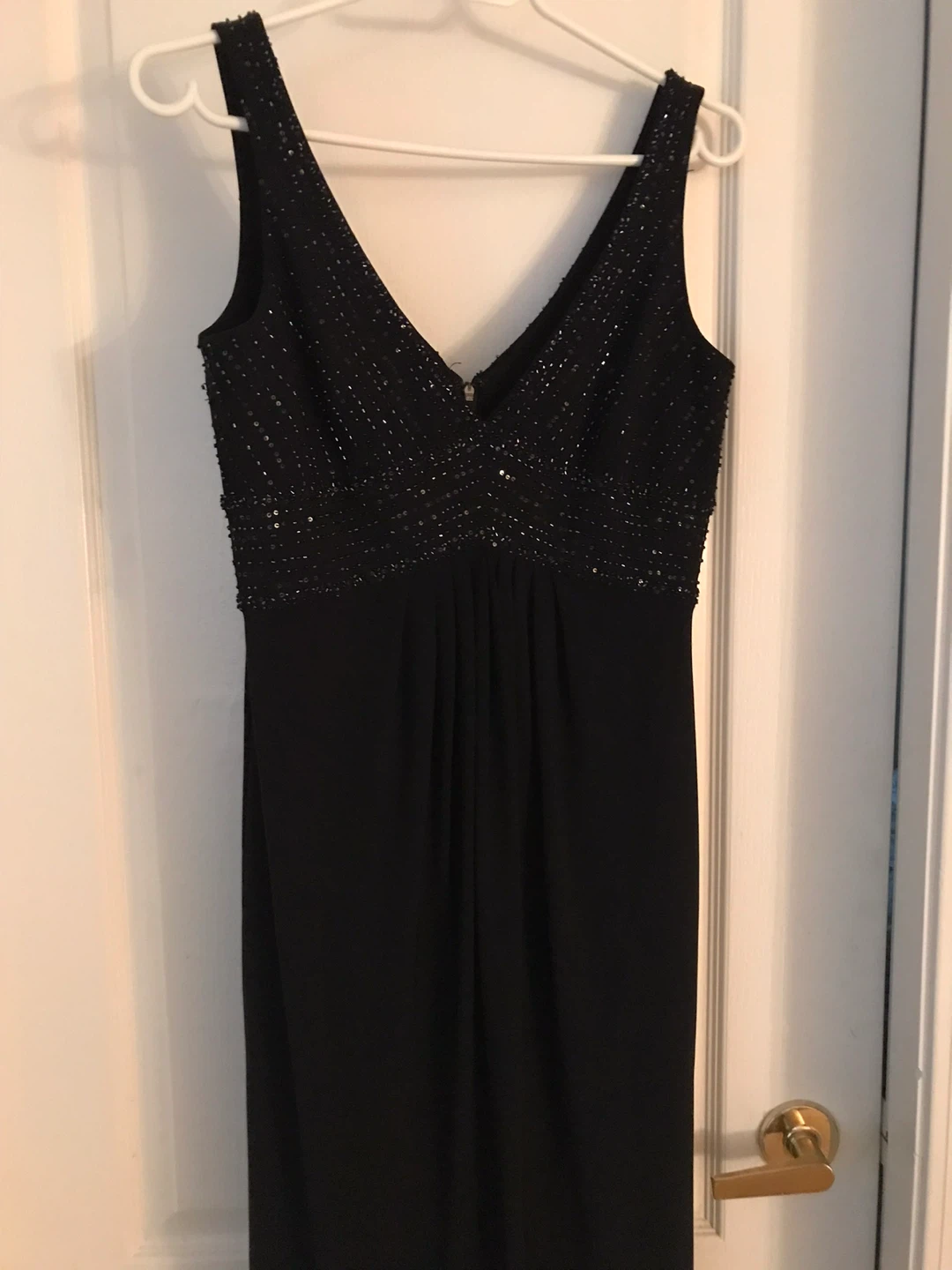 Black Beaded V-Neck Midi Dress - photo 2