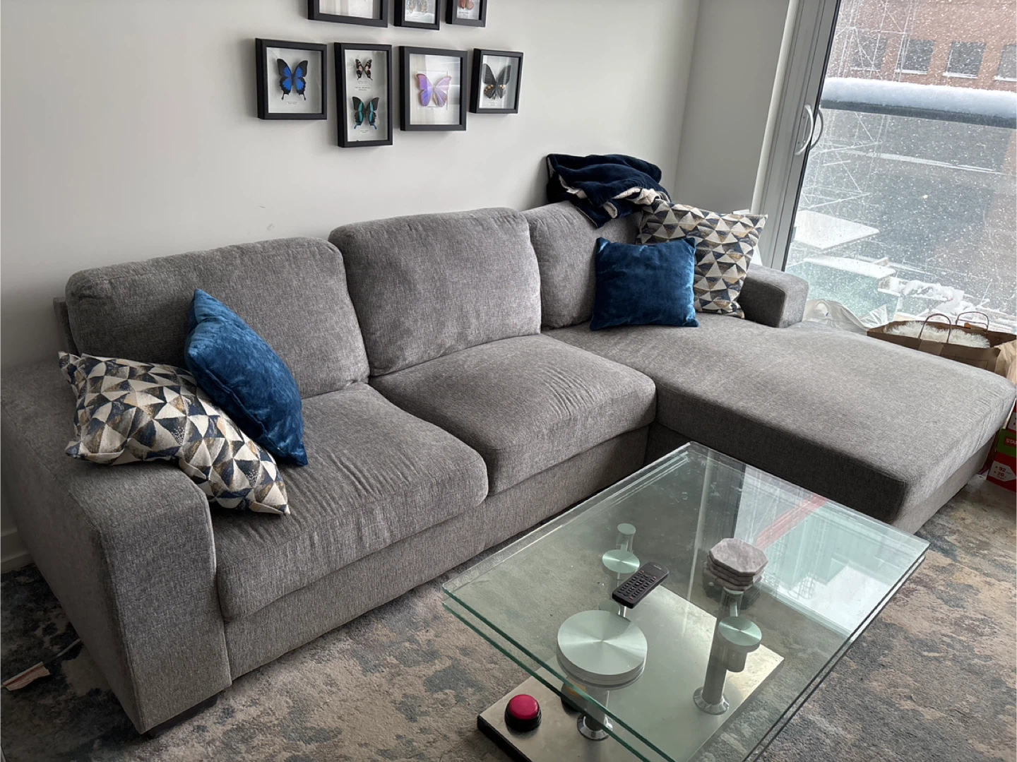 Grey Sectional Sofa with Chaise