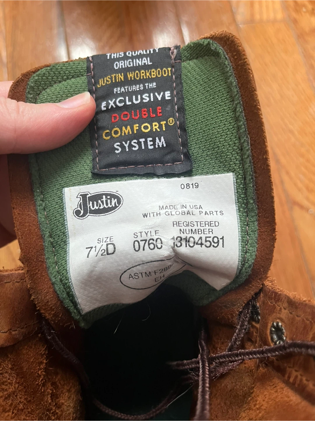 Justin Work Boots - Brown Leather Lace-Up Size 7.5D - photo 3