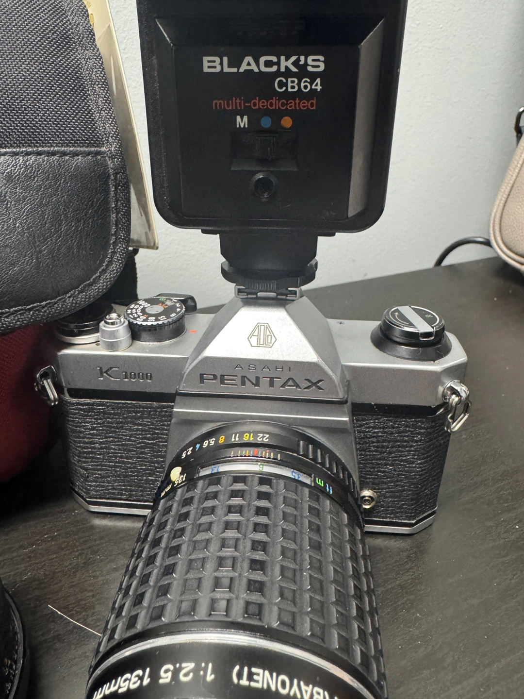 Pentax K1000 35mm Film with Takumar 135mm & 28mm and Flash - photo 2