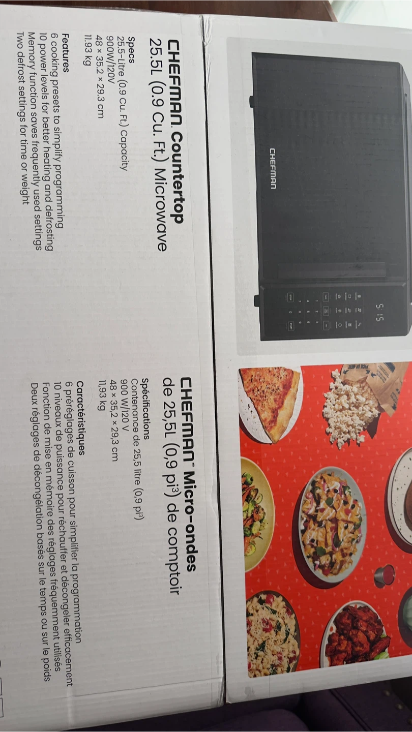 Chefman Countertop Microwave Oven 0.9 Cu. Ft. Black - photo 3