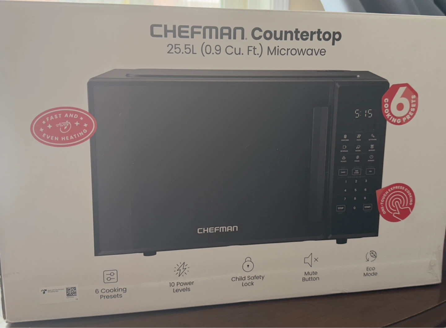Chefman Countertop Microwave Oven 0.9 Cu. Ft. Black