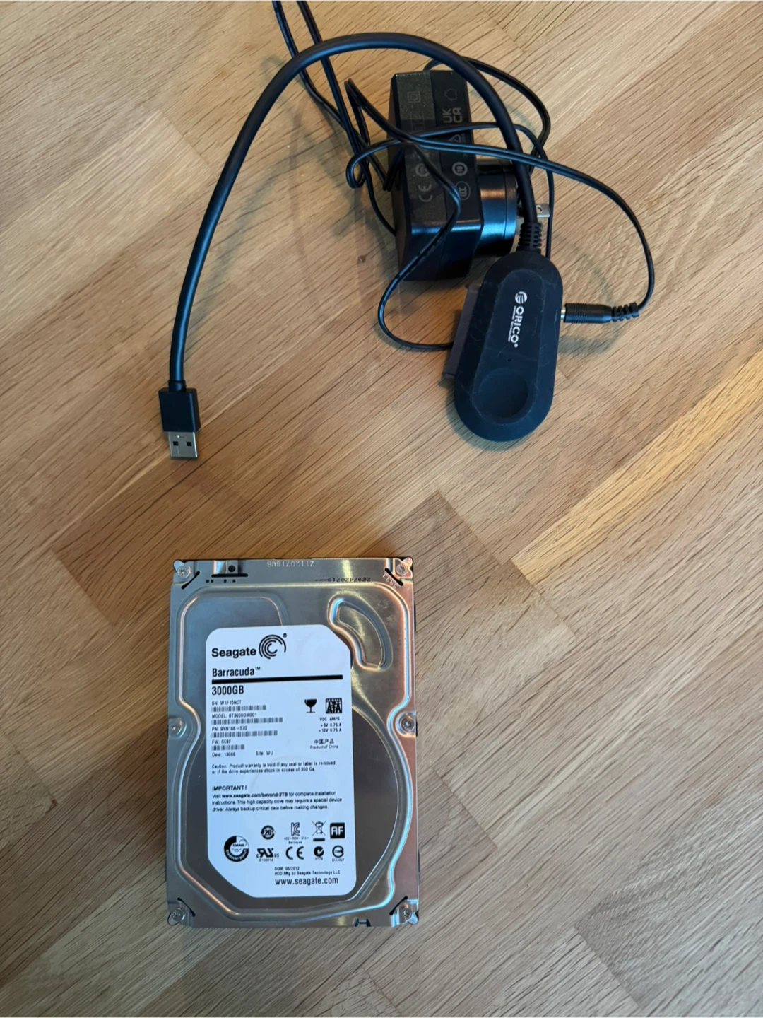 Seagate Barracuda 3000GB Hard Drive with external USB adapter