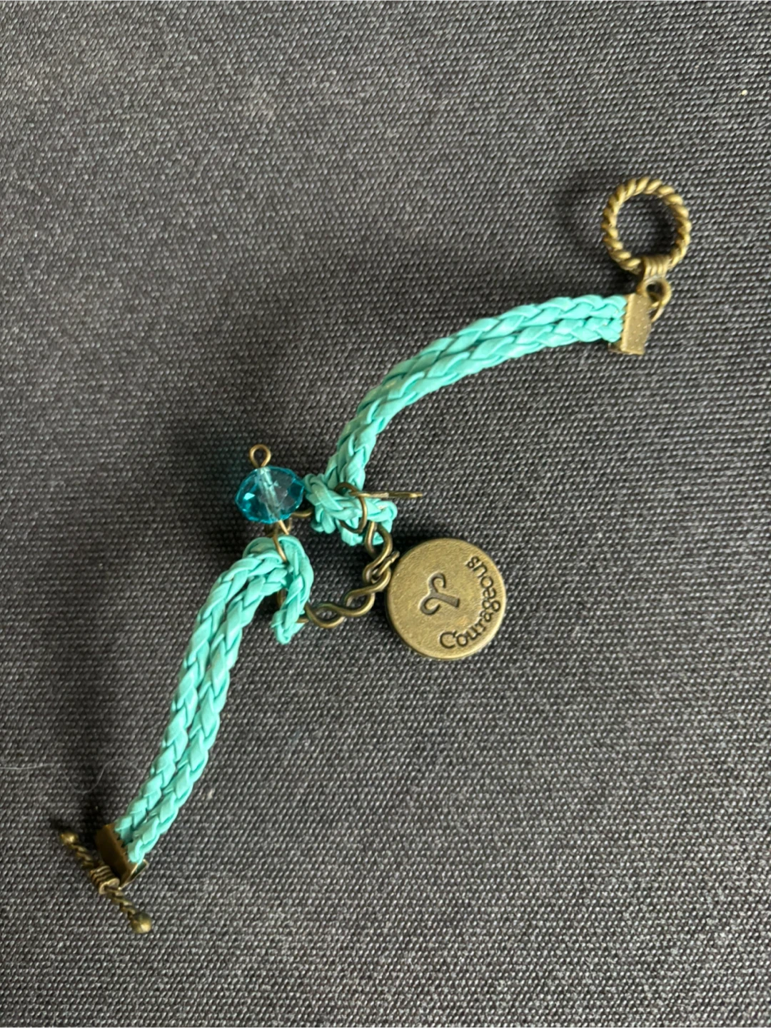Braided Teal Cord Charm Bracelet Aries - photo 2