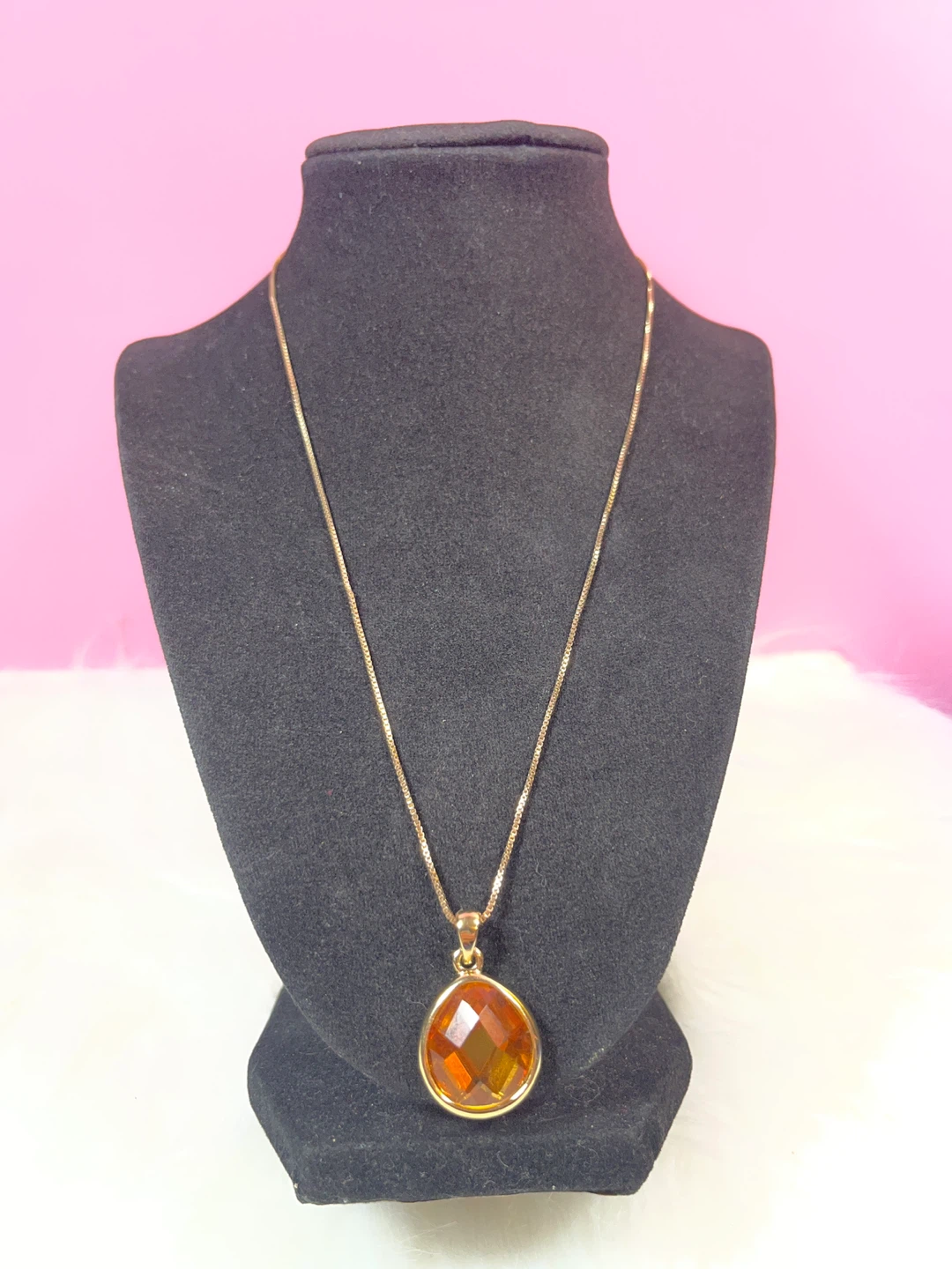 Orange Gemstone Ring and Pendant Necklace Set - photo 2