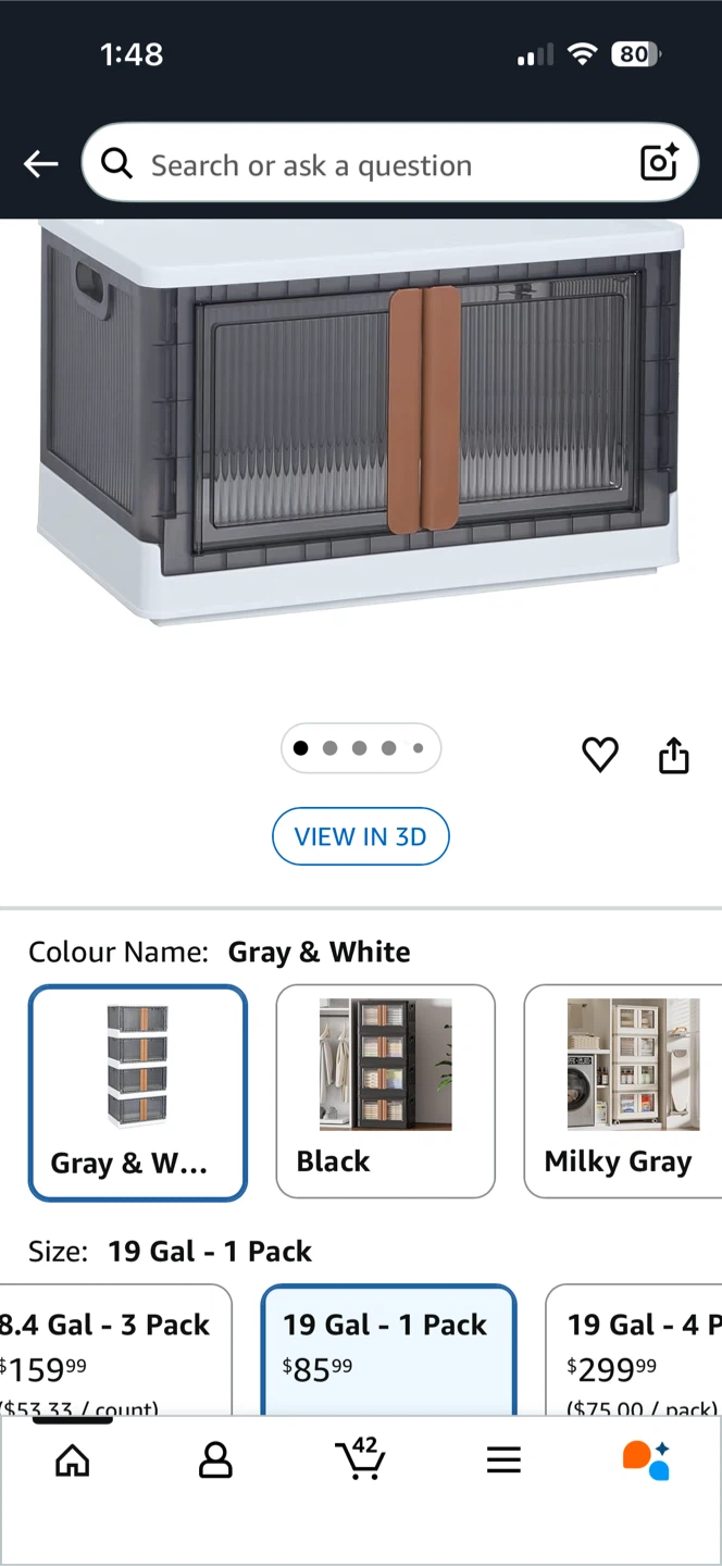 HAIXIN Collapsible Storage Bin - 19 Gal - Gray & White - photo 2